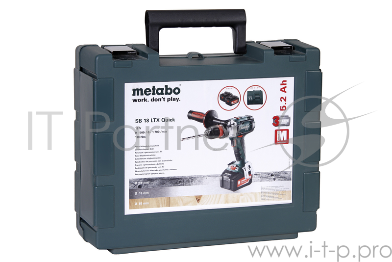 Дрель, Шуруповерт Metabo SB 18 LTX BL Quick Ударная дрель-шуруповерт 602200650 { 2x5,2 Ач,110Нм,ASC 30-36, кейс, вес 2.1 кг }