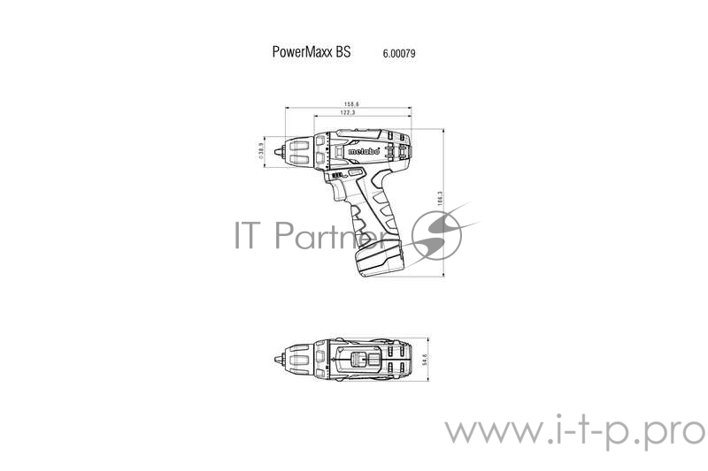 Дрель, Шуруповерт Metabo PowerMaxx BS Безударная дрель-шуруповерт 600079500 { 10.8В 1х2.0, патрон, сумка, вес 0.8 кг }