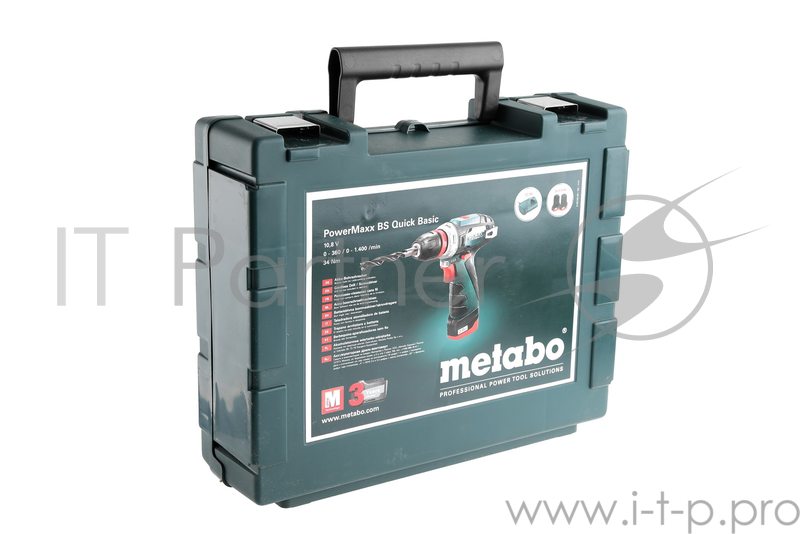 Дрель, Шуруповерт Metabo PowerMaxx BS Quick Basic Безударная дрель-шуруповерт 600156500 { 10.8В 2х2.0,LC40,кейс, вес 0.8 кг }