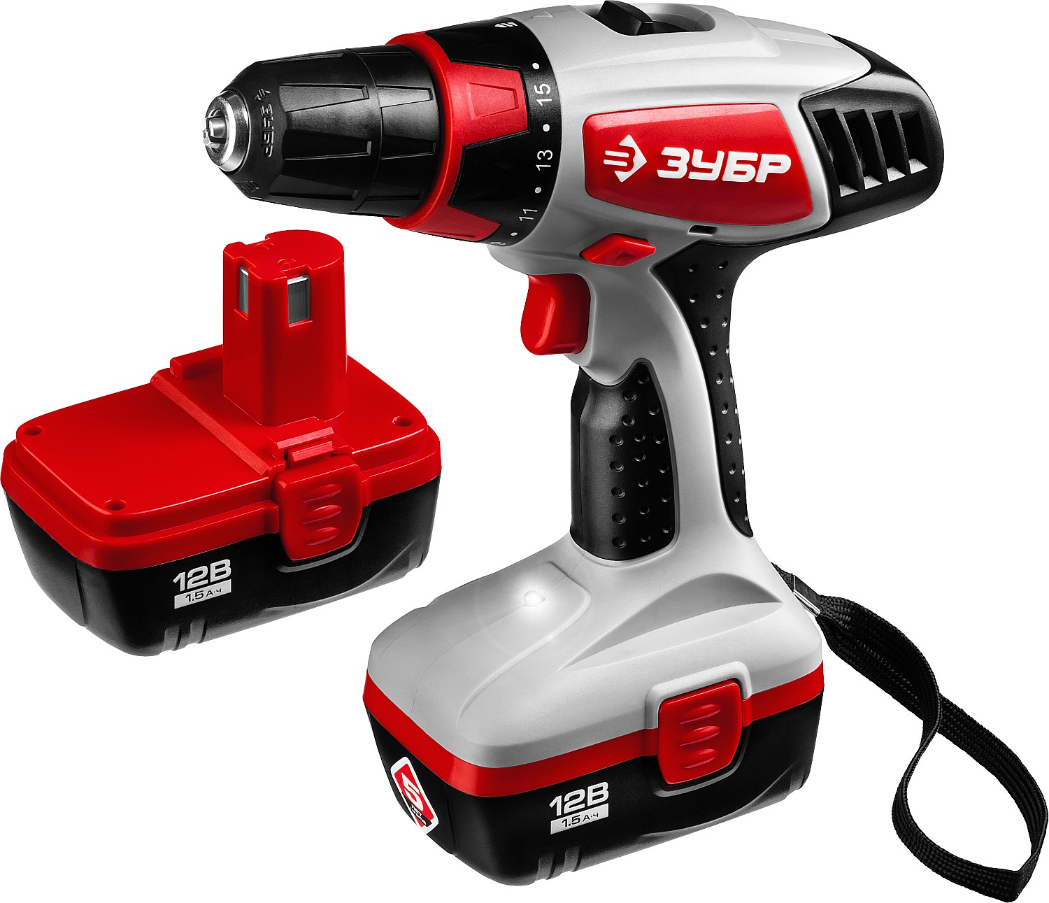 Дрель, Шуруповерт ЗУБР ЗДА-12-2 КИН Дрель-шуруповерт ЗДА-12-2 КИН {10мм, 0-400/0-1150об/мин, 1.5А/ч, 12В, эл тормоз, доп аккум, кейс}