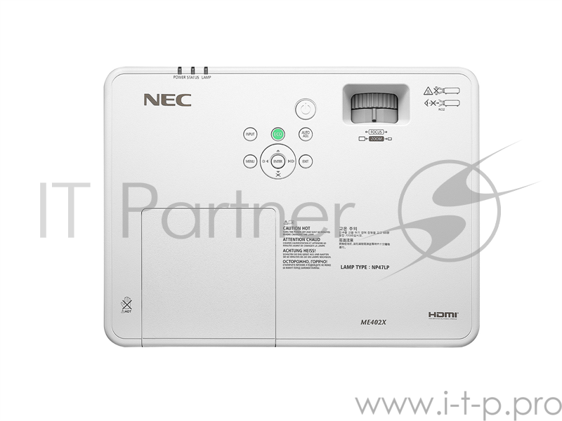 Проектор NEC ME402X (ME402XG) LCD, 4000 ANSI Lm, XGA, 16000:1, лампа 15000 ч.(Eco mode), HDMI x2, VGAin, VGAout, USB A, USB B, 1 x RCA, RJ45, RS232, Audio in, Audio out, 16Вт моно, 3.2 кг