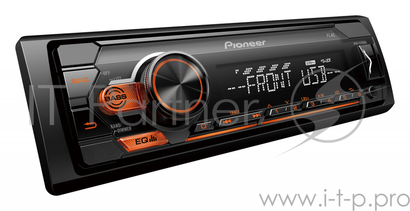 Автомагнитола PIONEER MVH-S110UBA (2019 Цифровой медиа-ресивер 4x50Вт MOSFET, цифровой медиаресивер с RDS тюнером, USB, Aux-входом и поддержкой аудиофайлов FLAC, совместимый с смартфонами на Android 1RCA, янтарная подсветка кнопок)