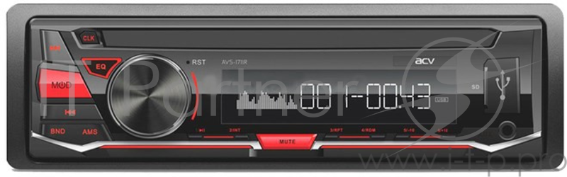 Автомагнитола ACV AVS-1711BW 1DIN 4x45Вт