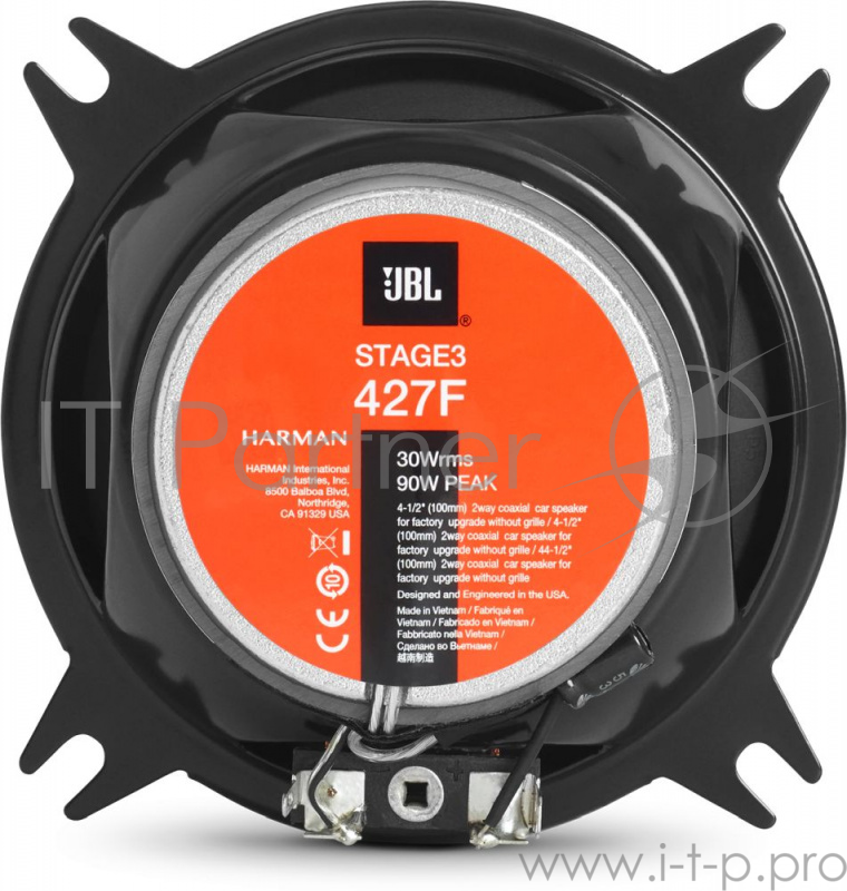 Колонки автомобильные JBL Stage 427F (без решетки) 90Вт 90дБ 3Ом 10см (4дюйм) (ком.:2кол.) коаксиальные двухполосные