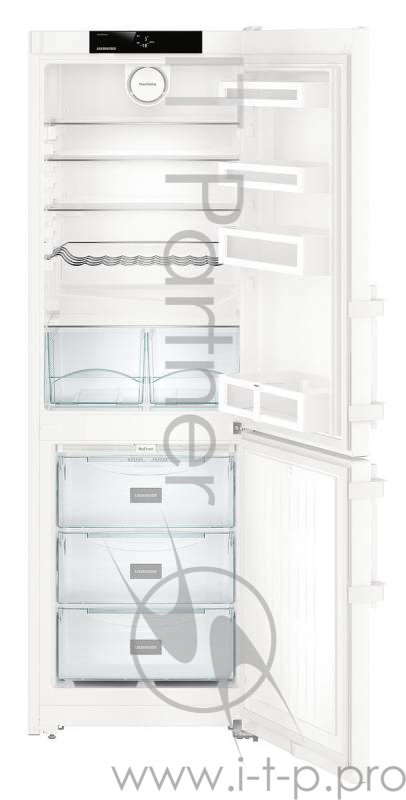 Холодильник комбинированный Liebherr CN 3515-20001. Comfort. Белый. 181,7 / 60,0 / 62,5 см. A++. NoFrost, DuoCooling, SmartDevice. Полезный объем 308 л (221+87). ХК: Светодиодное освещение, 4 полки GlassLine, одна складная полка для бутылок 2 конте