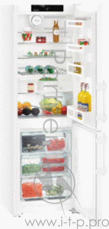 Холодильник комбинированный Liebherr CN 3515-20001. Comfort. Белый. 181,7 / 60,0 / 62,5 см. A++. NoFrost, DuoCooling, SmartDevice. Полезный объем 308 л (221+87). ХК: Светодиодное освещение, 4 полки GlassLine, одна складная полка для бутылок 2 конте