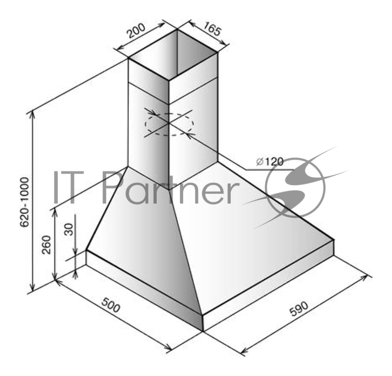Вытяжка каминная Elikor Вента 60П-430-П3Л молоко - рейлинг бронза управление: ползунковое (1 мотор)