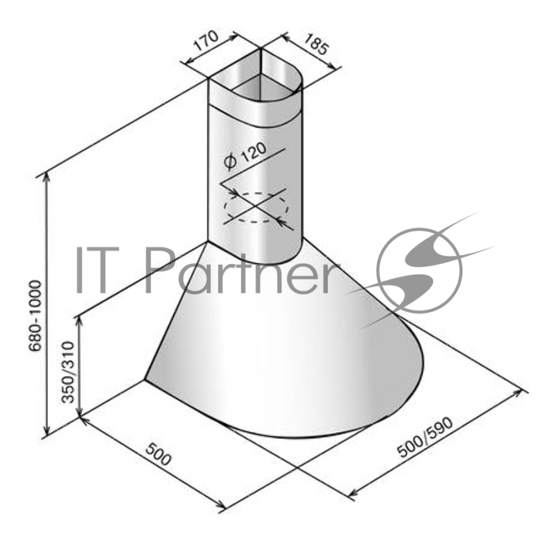 Вытяжка каминная Elikor Эпсилон 50П-430-П3Л ваниль золотистый управление: ползунковое (1 мотор)
