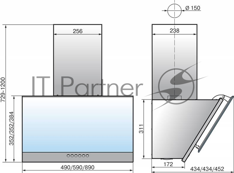 Вытяжка каминная Elikor Рубин S4 90П-700-Э4Д перламутровый/белое стекло управление: кнопочное (1 мотор)