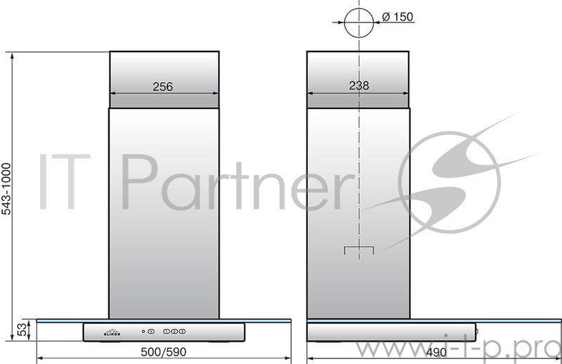 Вытяжка ELIKOR Кристалл 60Н-430-К3Д нержавеющая сталь - тонир