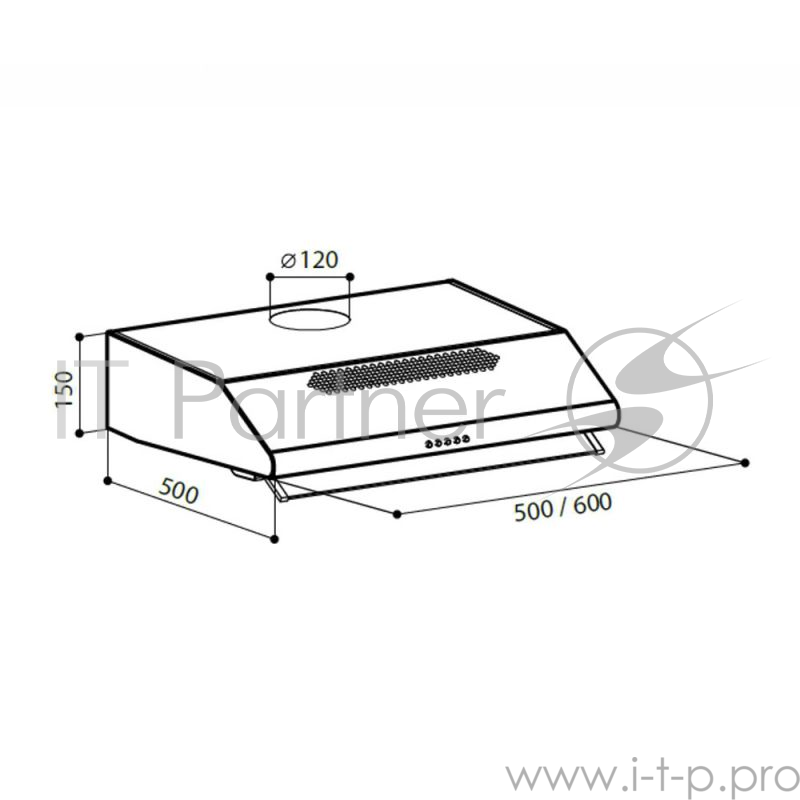 Вытяжка LEX SIMPLE 2M 600 WHITE 280Вт 600м3/ч 46дБ 600х500х150мм 8кг