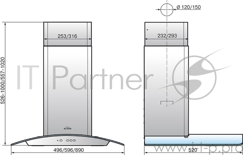 Вытяжка ELIKOR Аметист 60Н-430-К3Д серебристый
