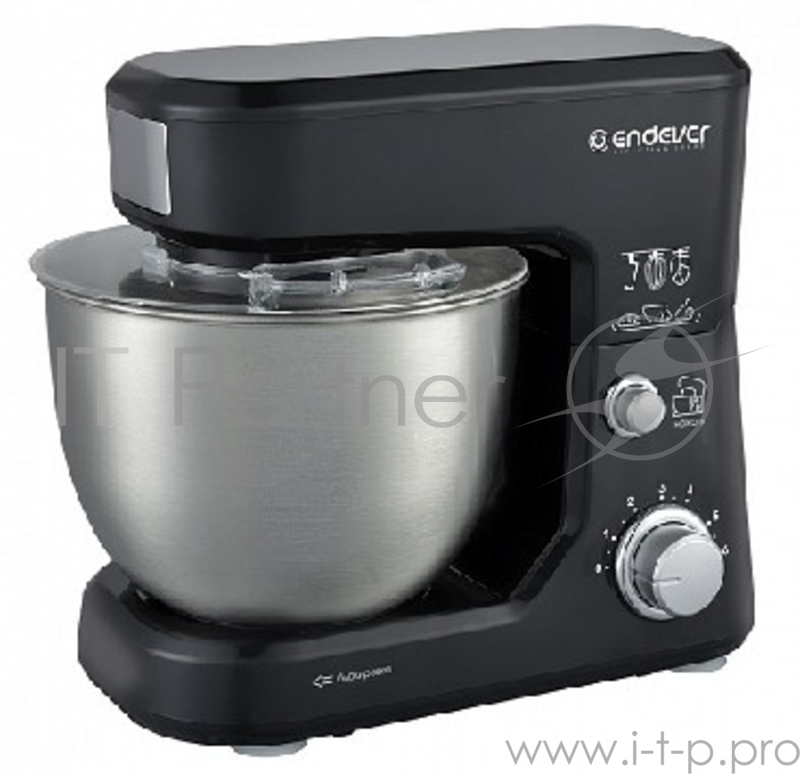 Миксер ENDEVER SIGMA 22 белый с чашей Endever Sigma 22, многофункциональный,600 W, черный цвет, стальная чаша 4 литров, 6 скоростей, три насадки, планетарная система смешивания, 2 шт/уп