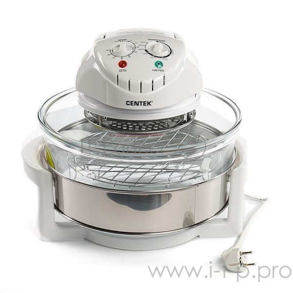 Аэрогриль Centek CT-1456 (красный) <12+5л> 1400Вт, таймер 90 мин, max 250°, 2 решетки