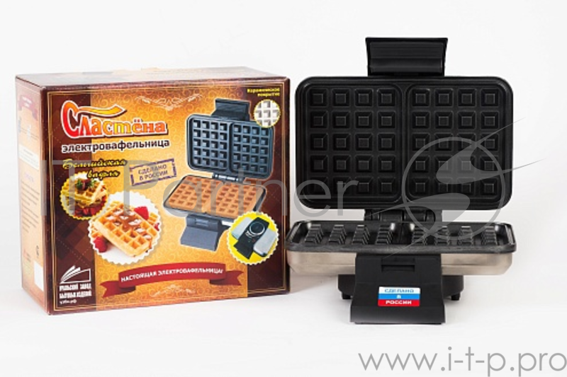 Вафельница Сластена - бельгийская вафля ЭВ-1, 1000 Вт., тефлоновое покрытие., цвет. упак. г. Челябинск