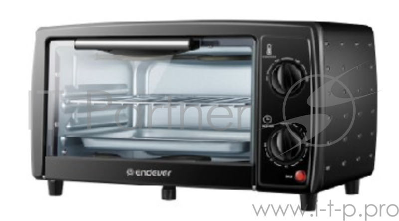 Мини-печь Endever Danko-4005, цвет черный, объем 10 литров, мощность 800 Ватт, таймер 30 мин, звуковой сигнал готовности, темп. до 250 градусов, механическое управление, откидная дверца из жаропрочного стекла, нагревательные элементы из нержавеющей с