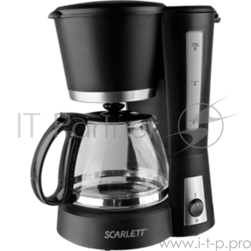 Кофеварка SCARLETT SC-038 капельная(Мощность 600 Ватт,Объём колбы-4-6 чашек,съёмный многораз. фильтр,встроен. плитка для поддержания t*,МАТОВЫЙ корпус, прозрачн.шкала,мерная ложка,свет.индикатор,система предотвращающая протекание.)