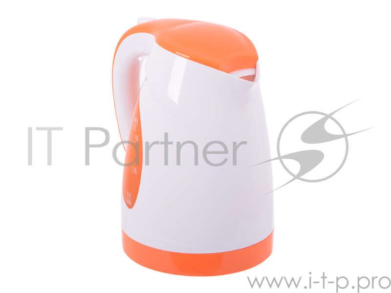 Чайник электрический BBK EK1700P 2200Вт, 1,7литра, пластик, дисковый нагр. элемент, LED подсветка,белый/оранжевый