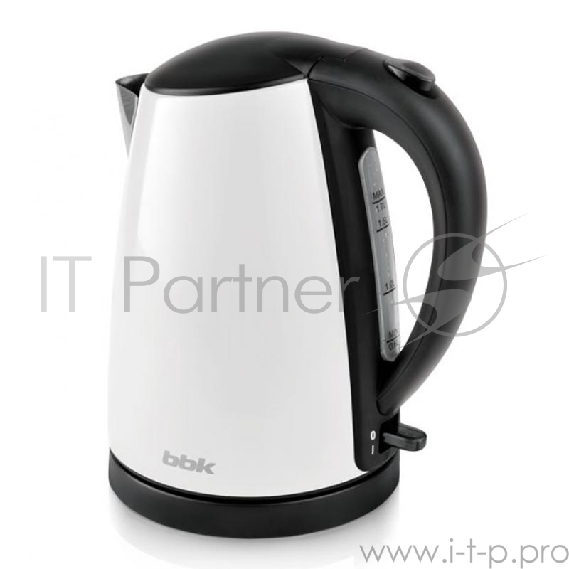Чайник электрический BBK EK1705S 2200Вт, 1,7литра, нержавеюшая сталь, дисковый нагр. элемент, Английский контроллер,белый/черный