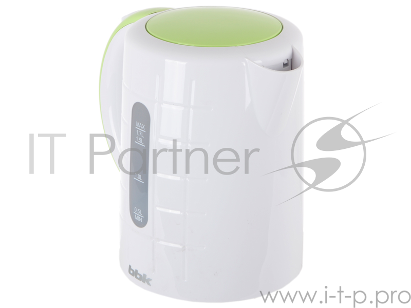 Чайник электрический BBK EK1703P 2200Вт, 1,7литра, пластик, дисковый нагр. элемент, Английский контроллер,белый/зеленый