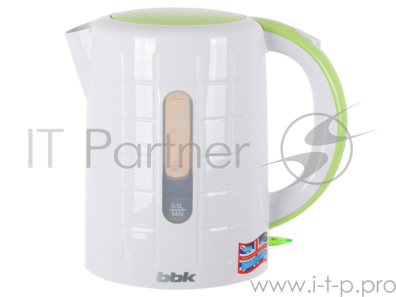 Чайник электрический BBK EK1703P 2200Вт, 1,7литра, пластик, дисковый нагр. элемент, Английский контроллер,белый/зеленый