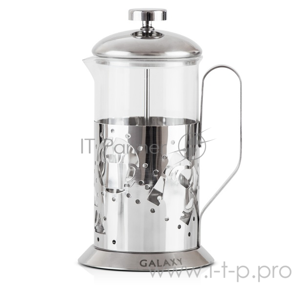 Френч-пресс GALAXY GL 9306 0,6л(Объем 600 мл. Стеклянная колба. Фильтр из нержавеющей стали. Высококачественная нержавеющая сталь.)