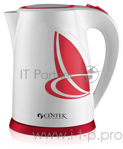 Чайник Centek CT-0045 Red 2 л, 2200Вт, внутренняя LED подсветка, большое окно уровня воды