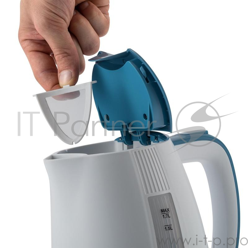 Чайник электрический Polaris PWK 1790СL 1.7л. 2200Вт белый/синий (корпус: пластик)