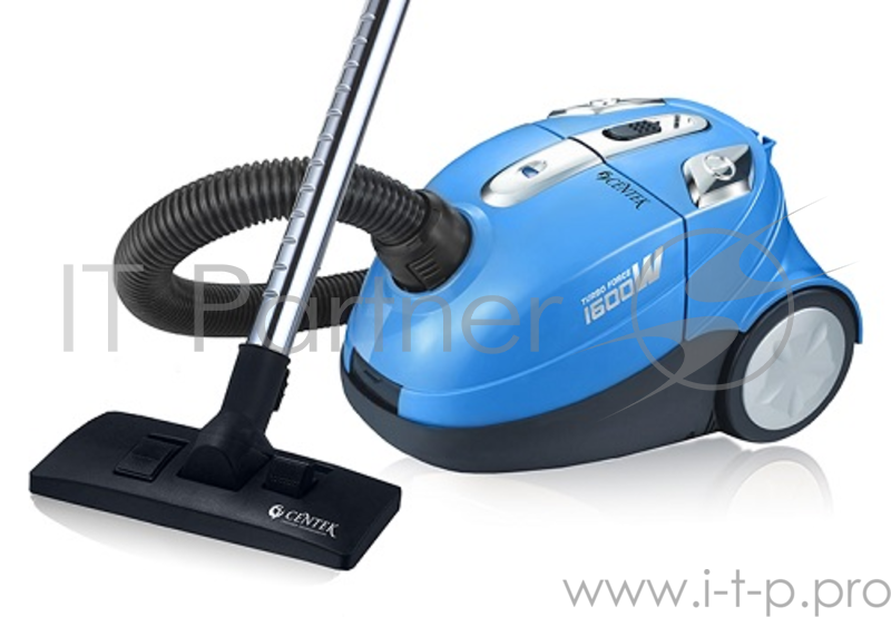 Пылесос Centek CT-2508 (синий/хром) 1600/320Вт, тканевый мешок, телескопическая трубка