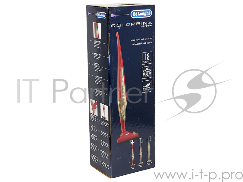 Пылесос DeLonghi XLR18LM вертикальный, красный