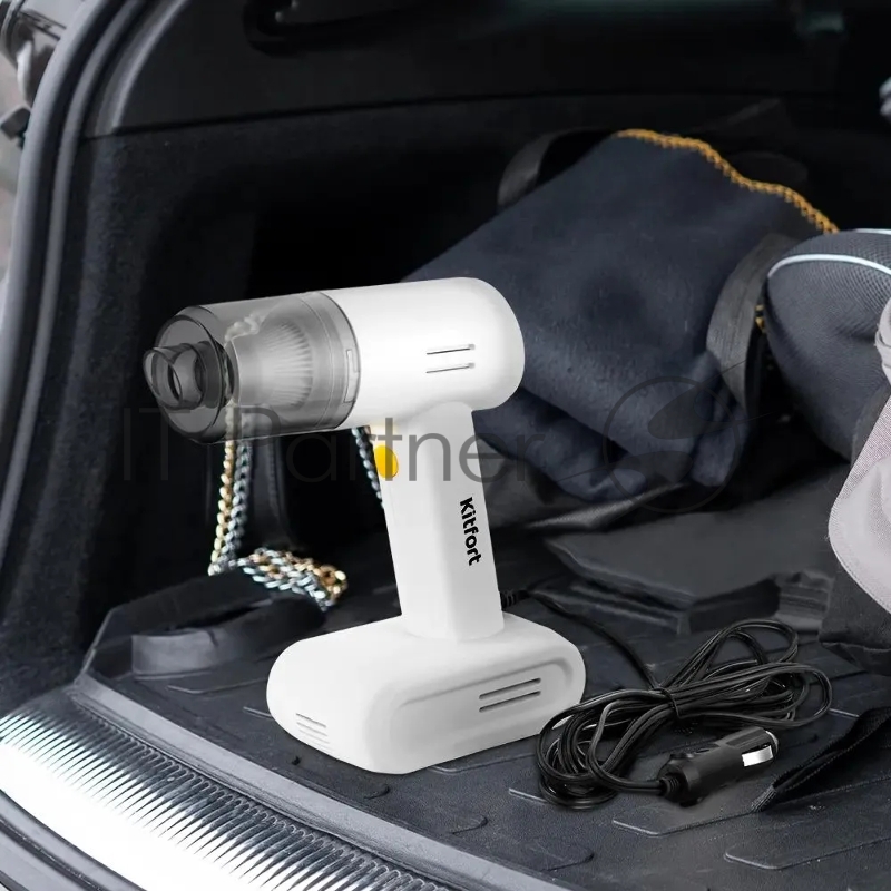 Пылесос KITFORT КТ-517-1 красно-черный (ШxГxВ) 20.3x12.5x37.6 cм. 2 в 1 (вертикальный + ручной), уборка сухая. Аккумуляторный. Количество аккумуляторов 1, время работы от аккумулятора до 30 мин, время зарядки 300 мин.Потребляемая мощность 120 Вт. Пыл