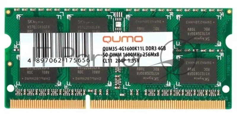Модуль памяти QUMO DDR3 SODIMM 4GB QUM3S-4G1600K11L {PC3-12800, 1600MHz}
