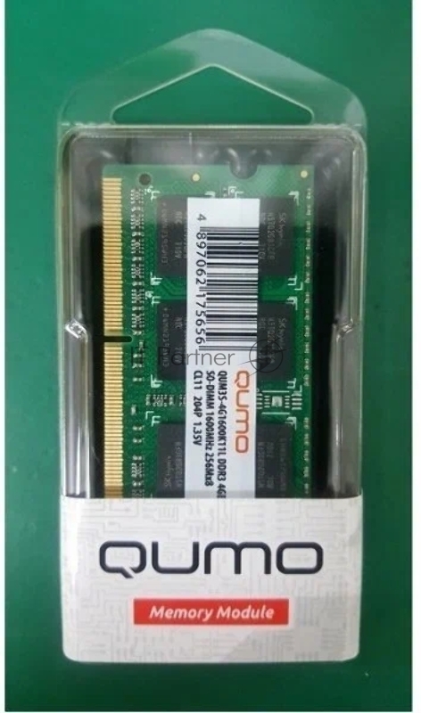 Модуль памяти QUMO DDR3 SODIMM 4GB QUM3S-4G1600K11L {PC3-12800, 1600MHz}