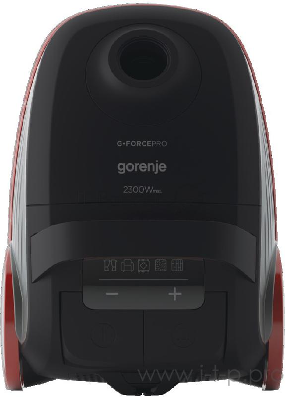 Пылесос Gorenje VC2321GPRBK Сенсорное управление, Максимальная потребляемая мощность: 2300Вт, Мощность всасывания: 470 Вт, Объем мешка для пыли: 3 л, Цвет: Черный, Уровень шума <65ДБ (Очень тихая работа), Универсальная щетка с увеличенной площадью в