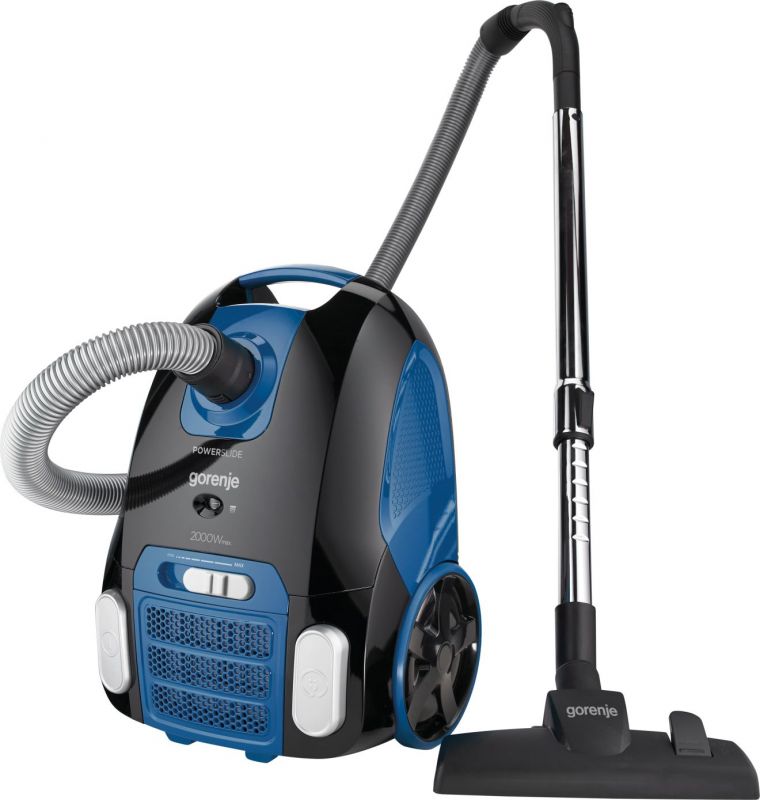 Пылесос Gorenje VC2021PSBKBU Максимальная потребляемая мощность: 2000Вт, Мощность всасывания: 390 Вт, Объем мешка для пыли: 3 л, Цвет: Черный, Слайдерный переключатель мощности, Тип трубки: Телескопическая трубка, Материал трубки: Металлическая трубк