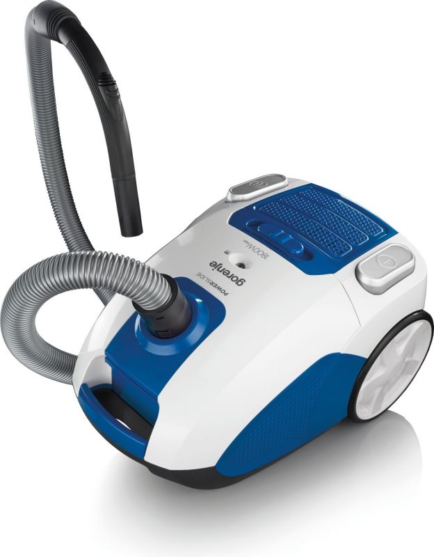 Пылесос Gorenje VC1821PSWBU Максимальная потребляемая мощность: 1800Вт, Мощность всасывания: 360 Вт, Объем мешка для пыли: 3 л, Цвет: Белый, Слайдерный переключатель мощности, Тип трубки: Телескопическая трубка, Материал трубки: Металлическая трубка,