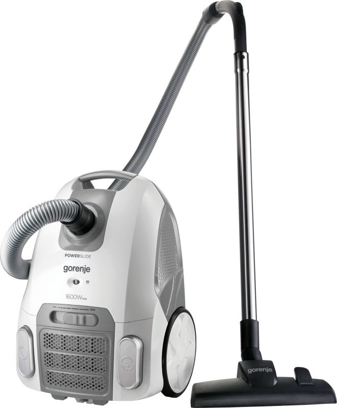 Пылесос Gorenje VC1621PSWS Максимальная потребляемая мощность: 1600Вт, Мощность всасывания: 330 Вт, Объем мешка для пыли: 3 л, Цвет: Белый, Слайдерный переключатель мощности, Тип трубки: Составная трубка, Материал трубки: Металлическая трубка, Длина