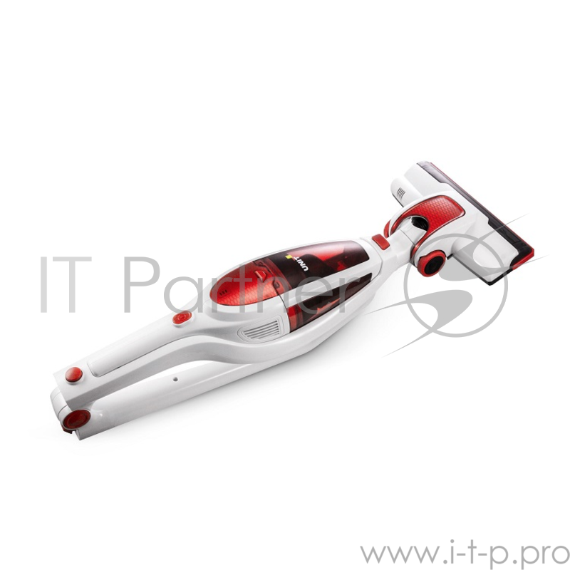 Пылесос UNIT UVC-5230, вертикальный, 150Вт, аккумулятор Li-ion, 21.6V, 2200mAh, турбо-щетка, Циклон, HEPA фильтр, Цвет: Белый с красным