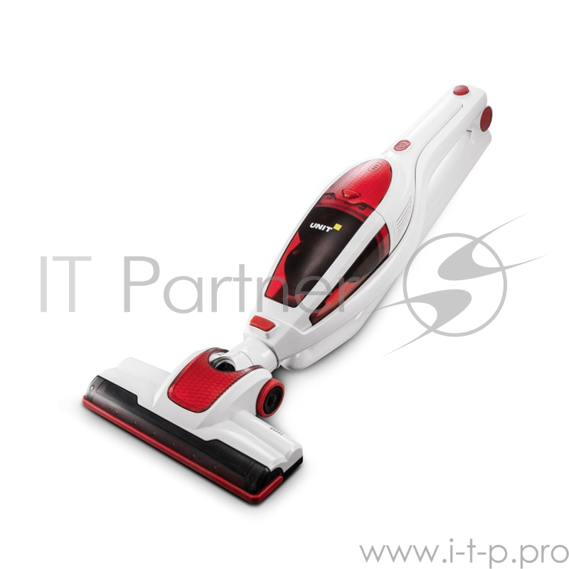 Пылесос UNIT UVC-5230, вертикальный, 150Вт, аккумулятор Li-ion, 21.6V, 2200mAh, турбо-щетка, Циклон, HEPA фильтр, Цвет: Белый с красным