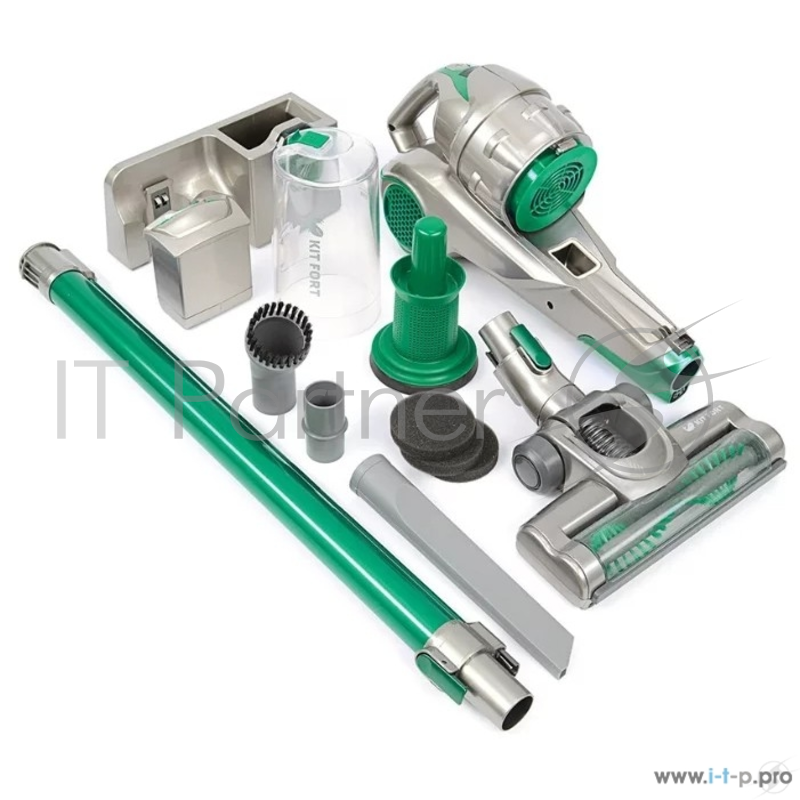 Пылесос вертикальный Kitfort KT-517-3, циклонный фильтр, 120 Вт, зелёный/ серый