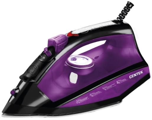 Утюг Centek CT-2355 VIOLET 2500Вт, керамическ подошва, 270мл, паровой удар, самоочистка, капля-стоп