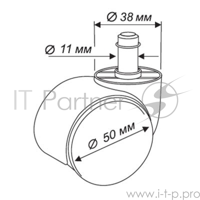 Набор колес Бюрократ CastorSet3850/PU черный для паркета/ламината