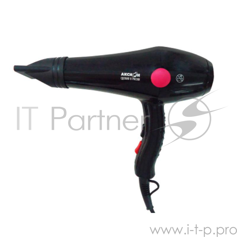 Фен Аксион ВС11, 1800 Вт, 2 скоростных режима, 3 температурных режима, подача холодного воздуха, насадка-концентратор 2 шт, защита от перегрева