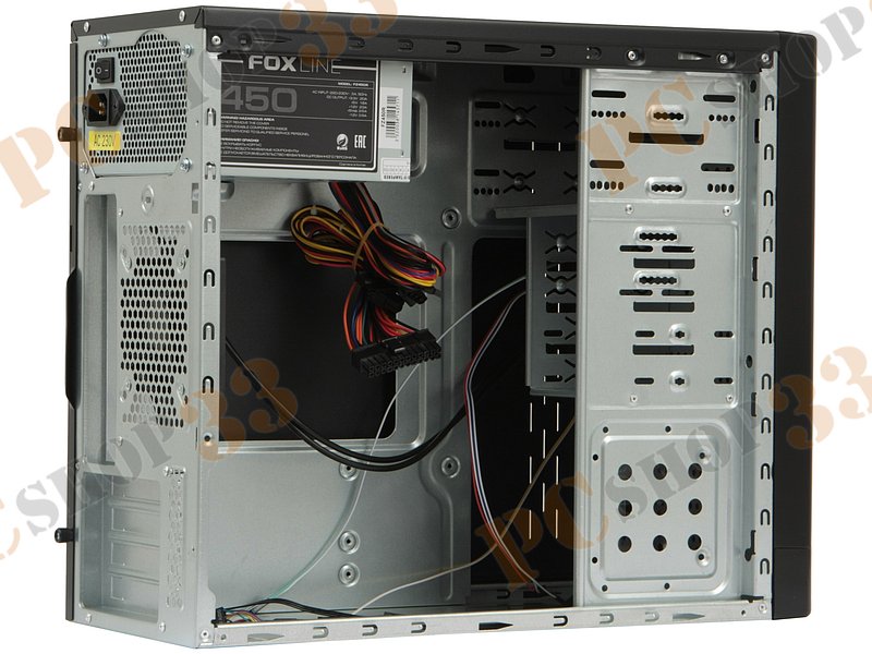 Корпус Foxline FL-507-FZ450R { mATX , 450W, 2xUSB, Black, 8cm. fan on the rear, 12 cm fan PSU, power cord}
