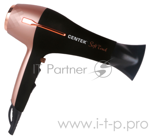 Фен Centek CT-2242 (РОЗОВОЕ ЗОЛОТО+черный) 2200Вт, 2 скорости, 3 режима, холодный обдув, Soft Touch