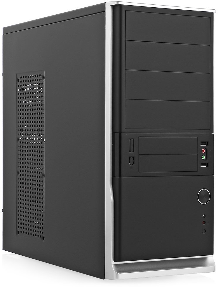 Корпус Foxline FL-942-FZ450R Black {ATX,450W,2xUSB,Black,8cm.fan on the rear,12 cm fan PSU, power cord}