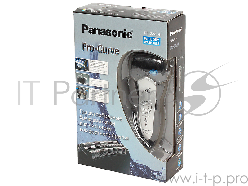 Бритва сетчатая Panasonic ES-GA21 реж.эл.:3 питан.:аккум. черный/серый