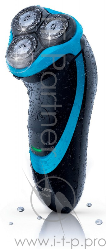 Бритва роторная Philips AT750 реж.эл.:3 питан.:аккум. черный/синий