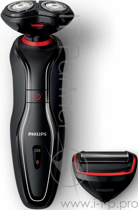 Бритва роторная Philips S728/17 реж.эл.:3 питан.:аккум. черный/красный