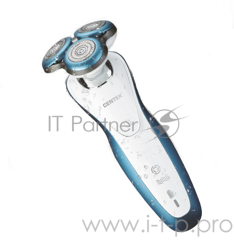 Бритва Centek CT-2163 (серебр) ротор, +ВЛАЖНОЕ БРИТЬЁ, 3 плав.головки, 2-йные лезвия, до 40 мин. раб